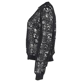 Alexander Mcqueen-Alexander McQueen Floral Lace Sweatshirt in Black Cotton-Black