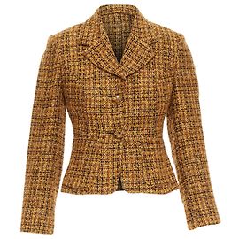 Versace Tweed Medusa Cropped Jacke Gelb