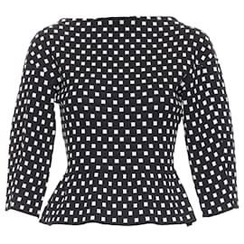 Dior-Christian Dior white black silk cotton check bateau neck sweater-Black