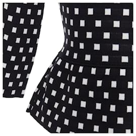 Dior-Christian Dior white black silk cotton check bateau neck sweater-Black