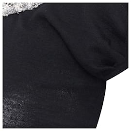 Dior-Christian Dior Vintage black wool glass embellished collar sweater-Black