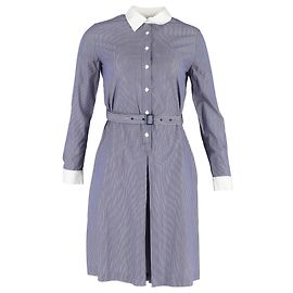 Abito camicia a righe con cintura Vanessa Seward in cotone blu Blu