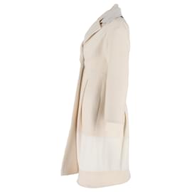 Fendi-Fendi Double-Breasted Coat in Cream Wool-White,Cream