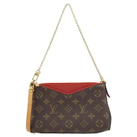 Louis Vuitton-Louis Vuitton Monogram Pallas Clutch Bag-Brown,Fuschia