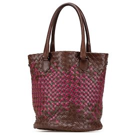 Borsa a secchiello Bottega Veneta in nappa intrecciato bicolore marrone Marrone Rosa