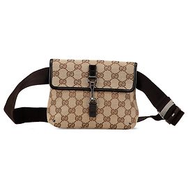 Gucci Brown GG Canvas Jackie Belt Bag Brown Beige Dark brown