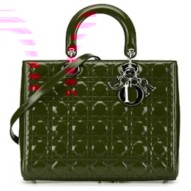 Dior-Dior Red Large Patent Cannage Lady Dior-Red
