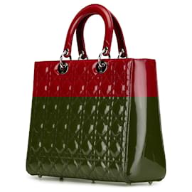 Dior-Dior Red Large Patent Cannage Lady Dior-Red
