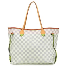 Louis Vuitton-Louis Vuitton White Damier Azur Neverfull MM-White