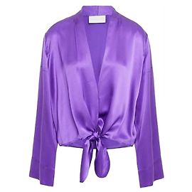 Blusa Maison Michel de seda charmeuse roxa com nó Roxo
