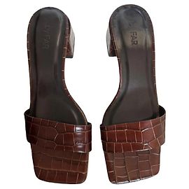 By Far Courtney leather mules Chocolate