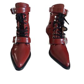 Botines Chloé de piel rojo oscuro Burdeos