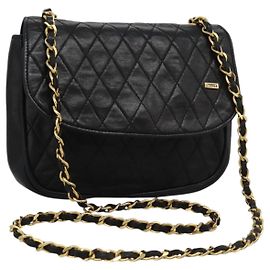 Borsa a spalla BALLY in pelle nera e oro Auth BD059 Nero D'oro