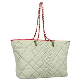 Fendi-FENDI Zucca Canvas Chain Tote Bag Beige Auth 99179-Beige