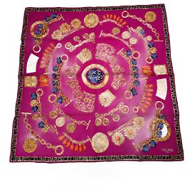 Céline Vintage Celine Paris Silk Scarf Red Red
