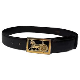 Céline Cinto de couro vintage Celine Paris Preto