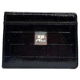 Vintage Courreges Paris Patent Leather Card Holder black Black