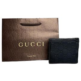 Vintage Gucci Monogramm Canvas Klappgeldbörse Schwarz Schwarz