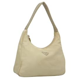 Prada-PRADA Accessory Pouch Nylon Cream Auth 115901-Cream