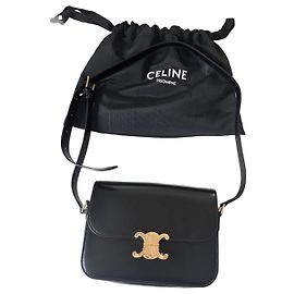 Borsa Céline Triomphe in pelle nera Nero