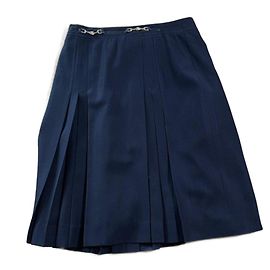 Céline Navy Blue Pleated Wool Skirt Blue Navy blue