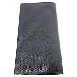 Burberry Cavendish Bi-Fold Long Wallet Navy Blue/Black Black Navy blue