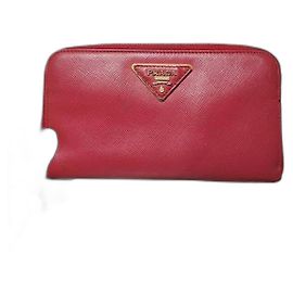 PRADA Saffiano Leather Zip Wallet  Pink Pink