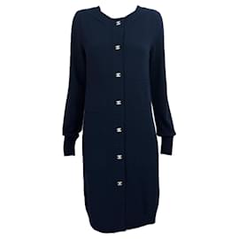 Chanel-Chanel New CC Turnlocks Cashmere Cardigan 38 FR-Navy blue