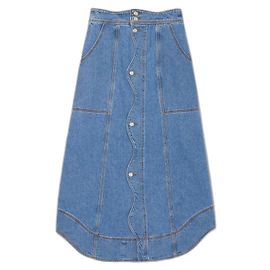 Saia midi em denim azul Farm Rio Azul