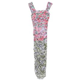 Dolce & Gabbana- Dolce & Gabbana Floral Printed Midi Dress in Multicolor Silk-Multiple colors