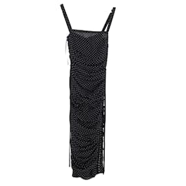 Dolce & Gabbana- Dolce & Gabbana Polka Dot Midi Dress in Black Silk-Black