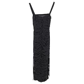 Dolce & Gabbana- Dolce & Gabbana Polka Dot Midi Dress in Black Silk-Black