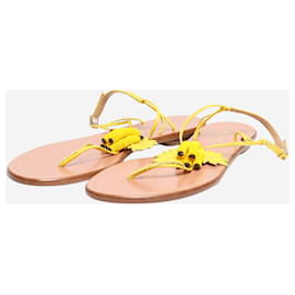 Aquazzura-Aquazzura Yellow banana beaded sandals - size EU 38 (UK 5)-Yellow