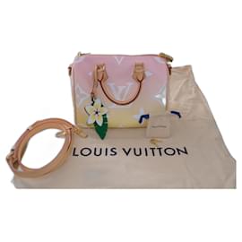 Louis Vuitton-Leather handbag Speedy Bandoulière - By the pool-Pink,Multiple colors,Green,Yellow