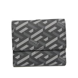 Carteira Tri-Fold La Greca da Versace Marrom Preto