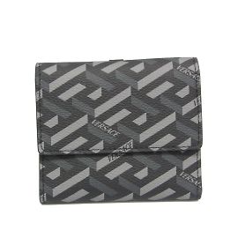 Portefeuille Tri-Fold La Greca de Versace Marron Noir