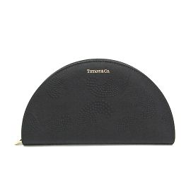 Tiffany & Co Tiffany Half Moon Leather Long Wallet Black