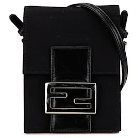 Fendi-Fendi Black Mini Nylon FF Lock Crossbody-Black