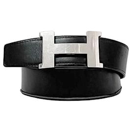 Hermès-Hermes Black Constance Waist Belt-Black,Silvery