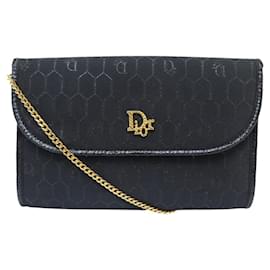 Christian Dior-NINE VINTAGE CHRISTIAN DIOR HANDBAG HONEYCOMB CANVAS SHOULDER POUCH-Black