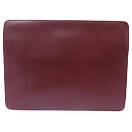 Cartier-VINTAGE HAND BAG MUST HAVE CARTIER BORDEAUX BURGUNDY POUCH-Dark red