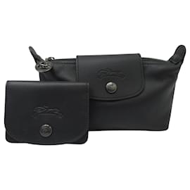 Longchamp-NINE COSMETIC CASES + LONGCHAMP LE PLIAGE XTRA BLACK LEATHER CARD HOLDER-Black