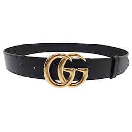 Gucci-CINTURÃO GUCCI NOVO FIVELA GG MARMONT 406831 COURO PRETO 90-Preto