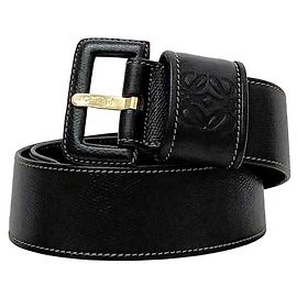 Loewe Black Anagram Wide Leather Belt Black