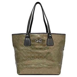 Bolsa tote dourada e cinza Salvatore Ferragamo Marrom Dourado