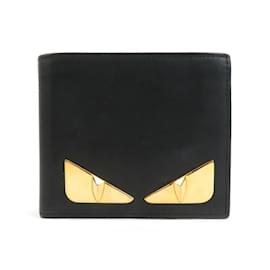 Fendi-Fendi Black Leather Bi-Fold Wallet-Black