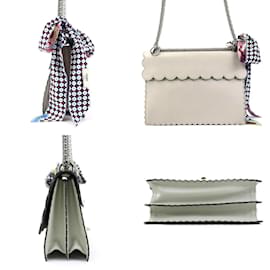 Fendi-Fendi Light Gray Leather and Silk Handbag-Grey
