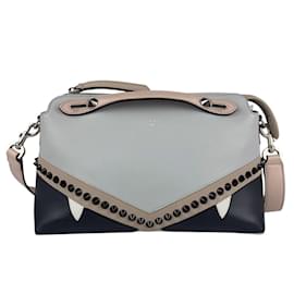 Fendi-Fendi By the Way Monster Leather Shoulder Bag-Brown,Black,Beige
