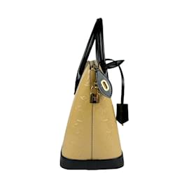 Louis Vuitton-Louis Vuitton Monogram Vernis Lockit PM Handbag-Black,Beige