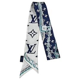 Louis Vuitton-Louis Vuitton Bandeau BB Ultimate Silk Scarf-Brown,Blue